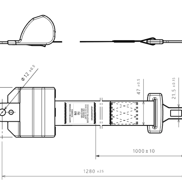 Disegno tecnico cintura di sicurezza