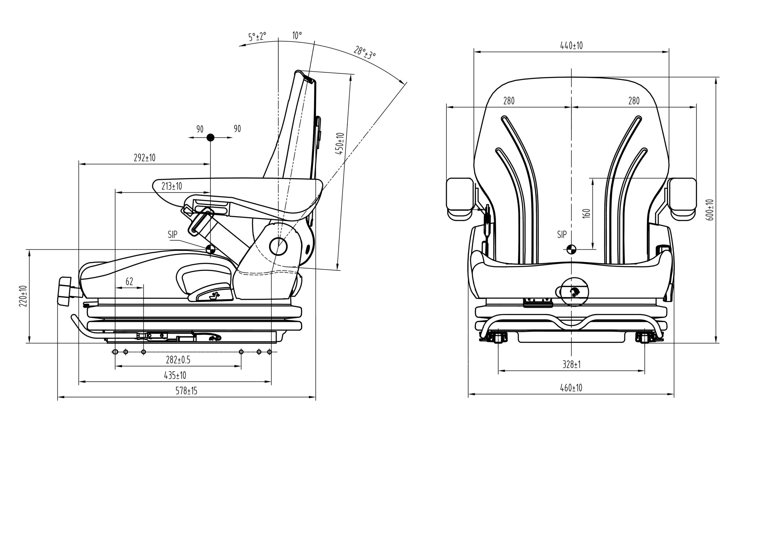 mgv35 esploso scaled Sedile modello MGV35 con sospensioni meccaniche
