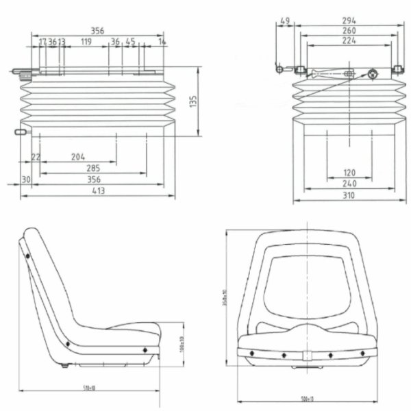Sedile modello MGV84/MI560 con sospensioni - immagine 2