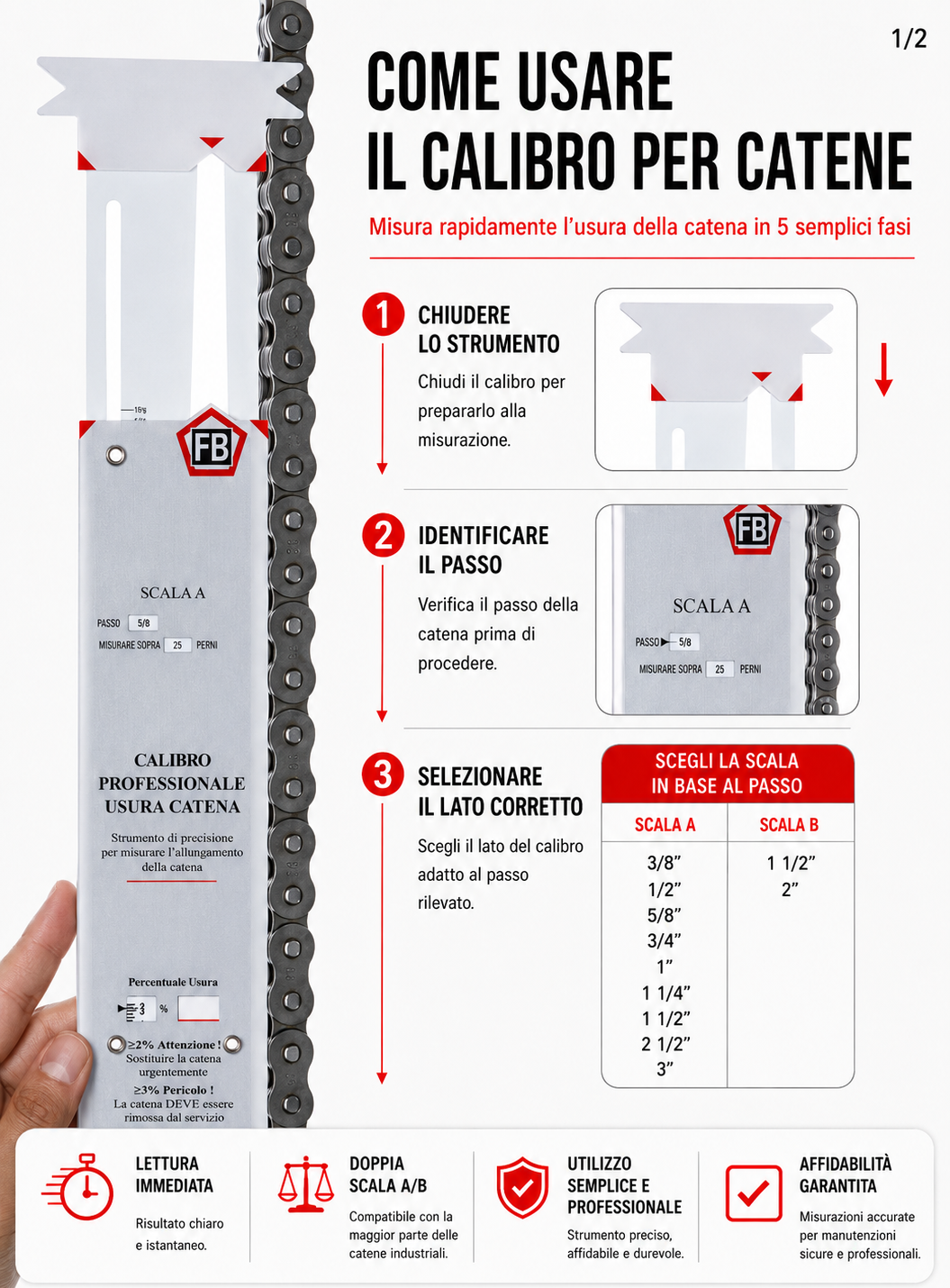 Come usare il calibro per catene
