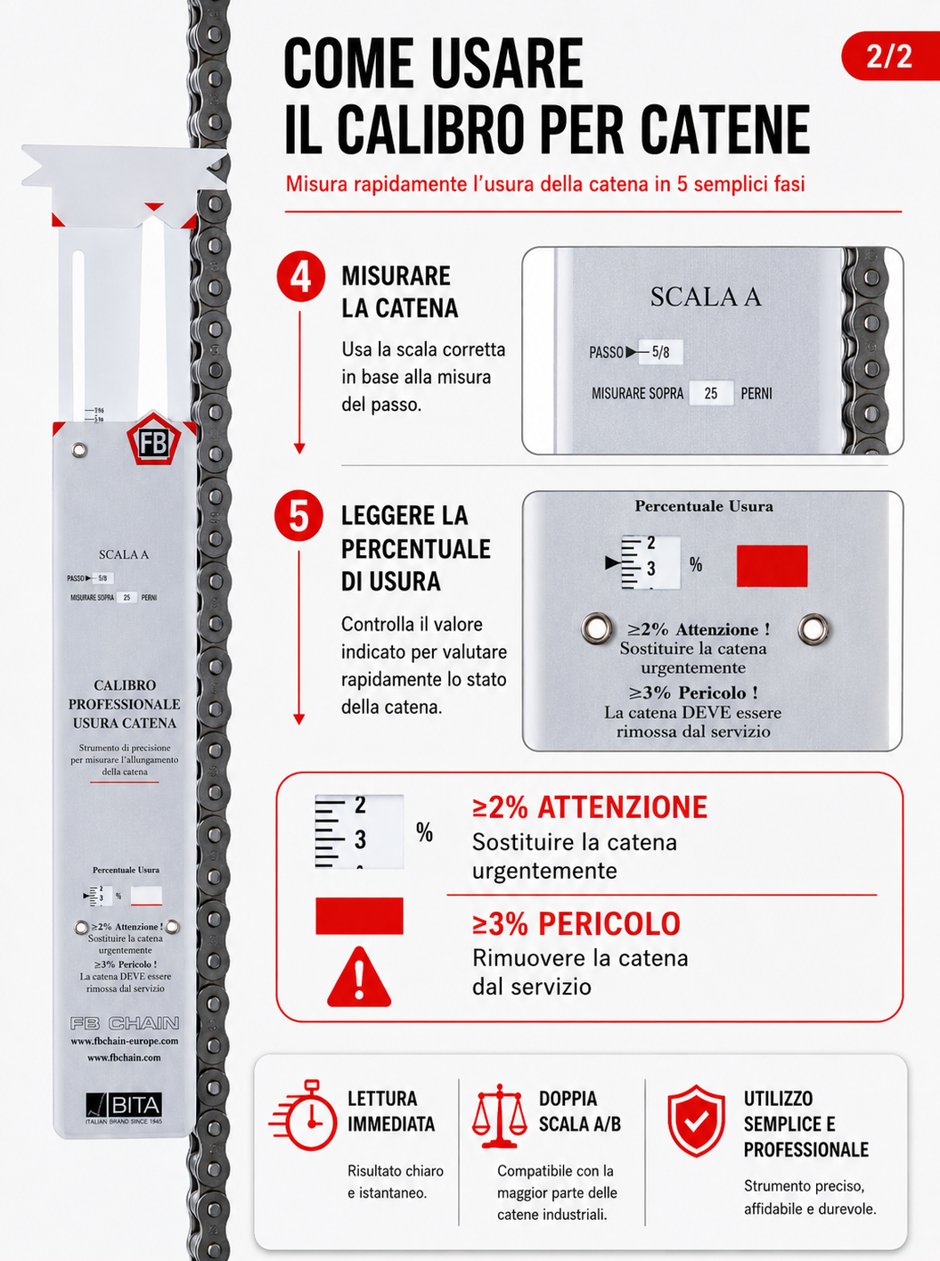 Come usare il calibro per catene