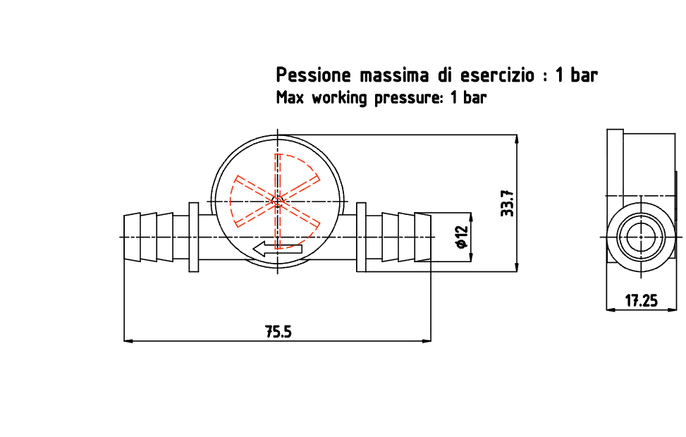 flussometro disegno tecnico
