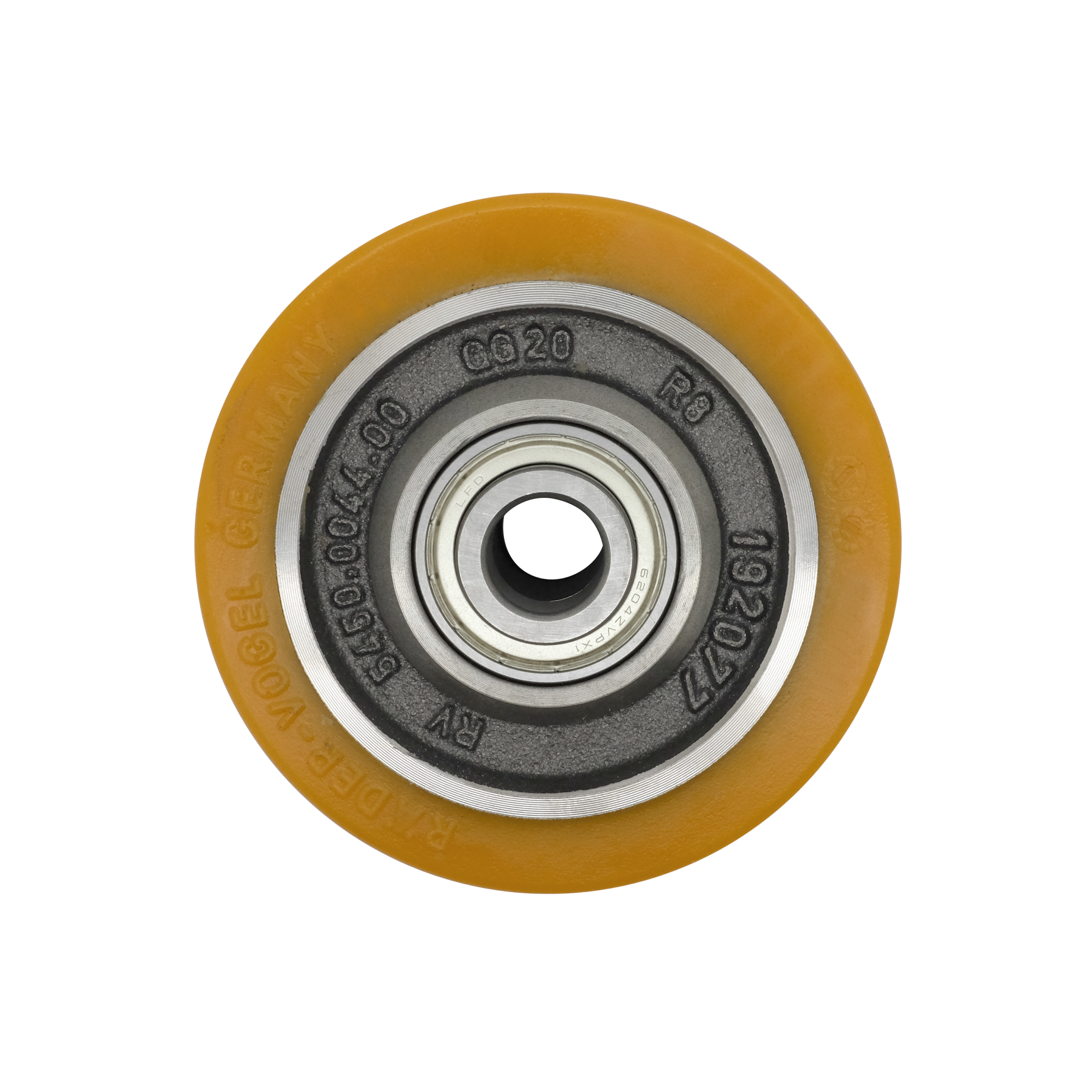 Ruota Pivot Poliuretano Ø125×50 mm Foro 20 mm Cuscinetto 6204