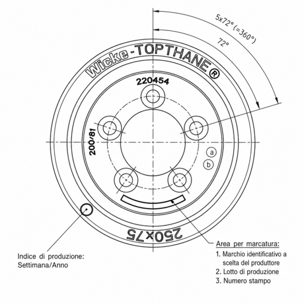 Ruota Motrice Vulkollan 250×75 – BT - immagine 3