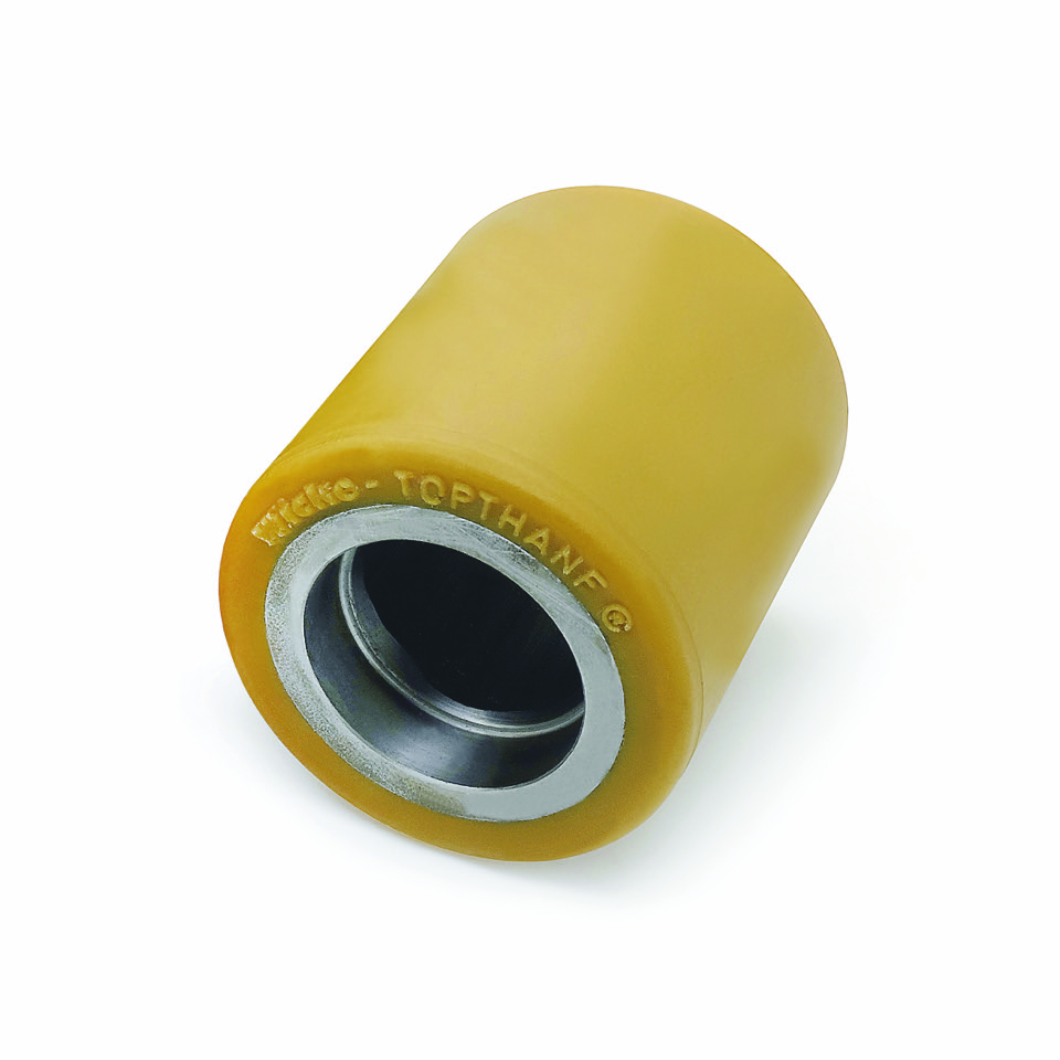 Rullo PU Giallo Ø85×75 mm Senza Cuscinetto